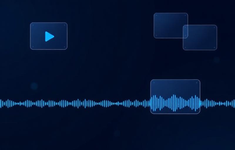 Abstract video message cards and audio waveform representing personal sales video